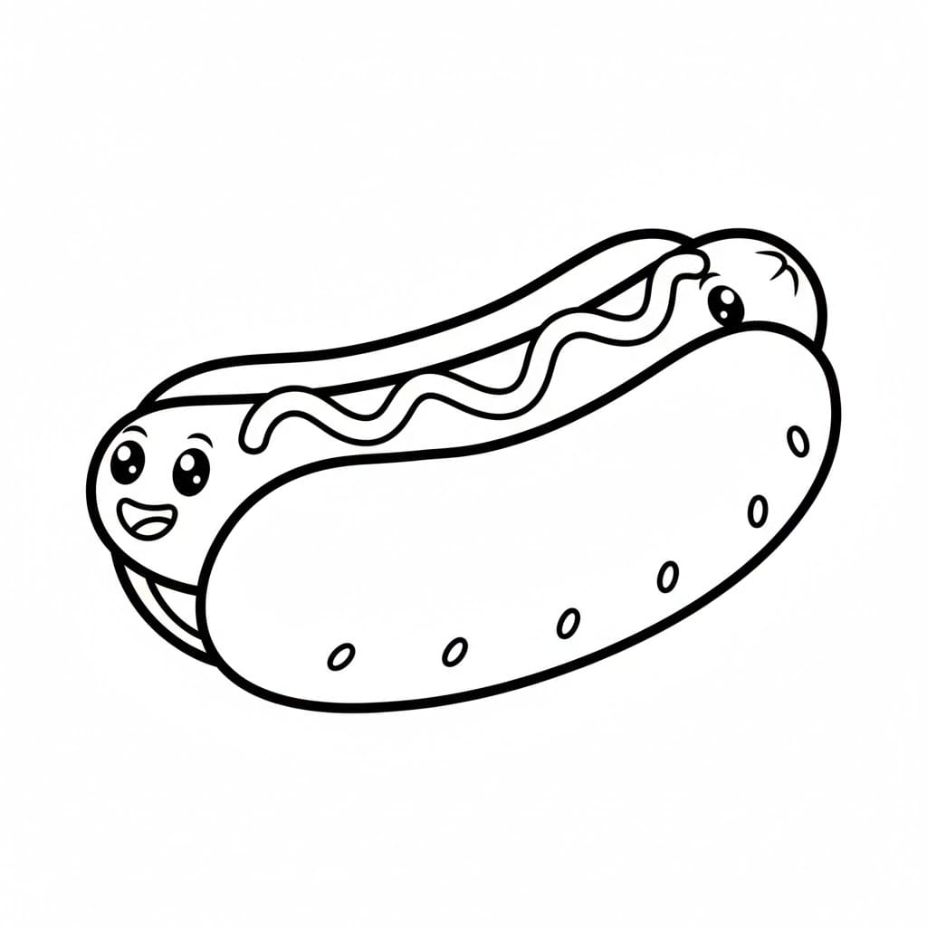 Hot Dog sorridente da colorare