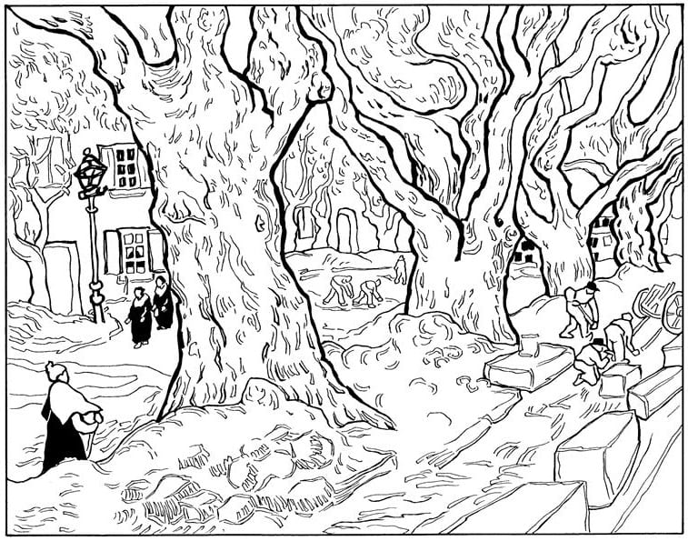 I grandi platani di Vincent Van Gogh da colorare