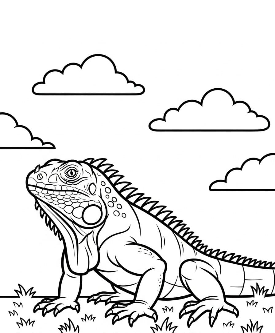 Iguana e nuvola da colorare Iguana e nuvola da colorare