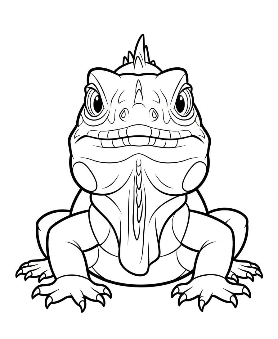 Iguana frontale da colorare Iguana frontale da colorare