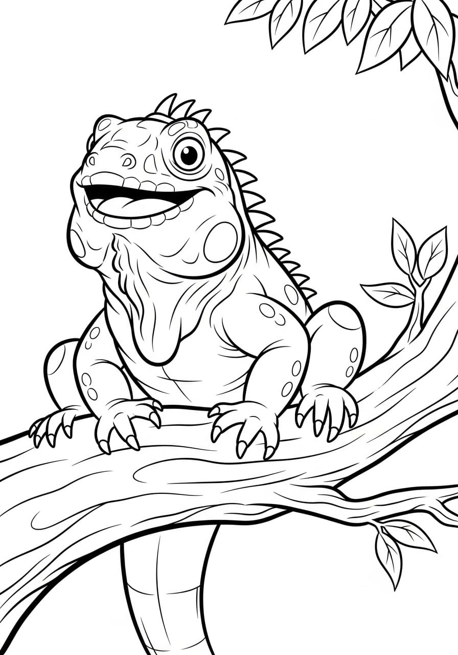 Iguana molto divertente da colorare Iguana molto divertente da colorare