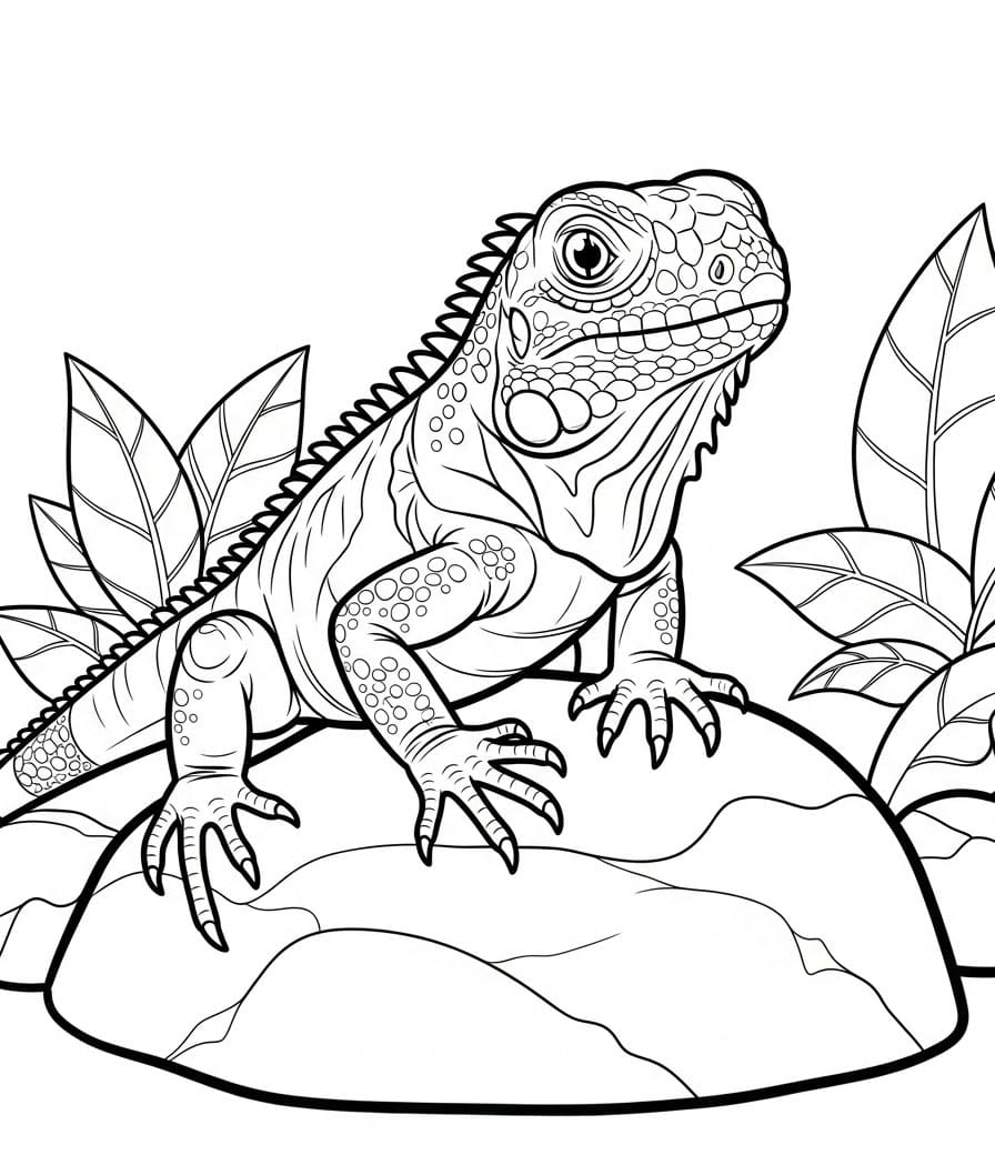 Iguana sulla roccia da colorare Iguana sulla roccia da colorare