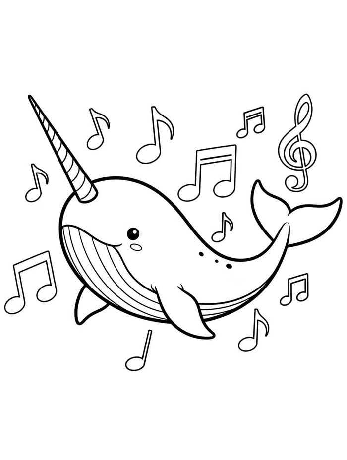 Il Narvalo con la Musica da colorare