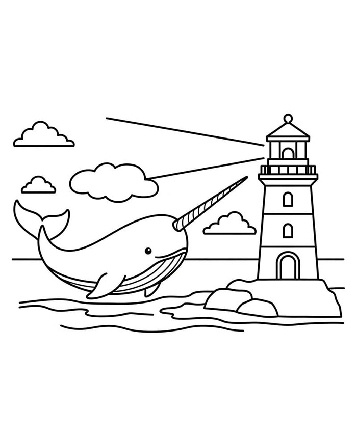 Il Narvalo e il Faro da colorare