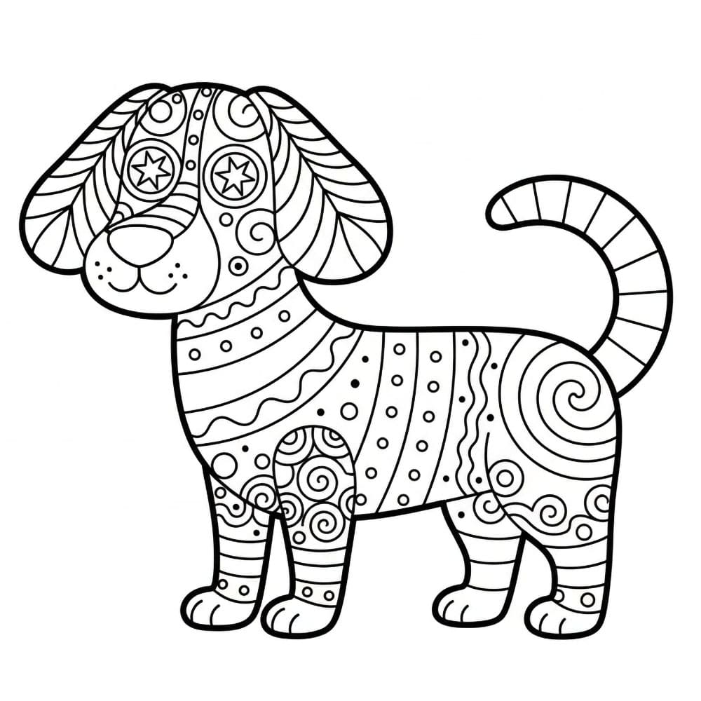 Il cane Zentangle da colorare
