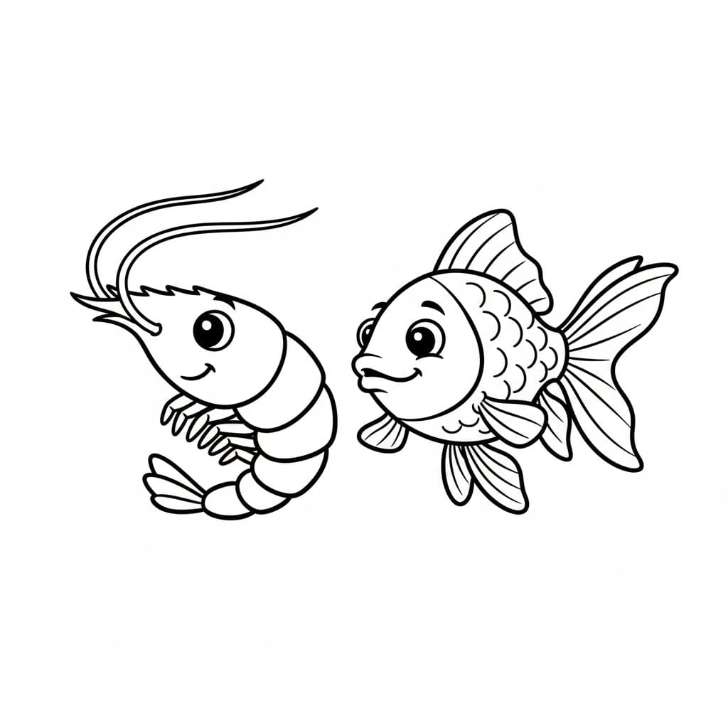 Il gambero e il pesce rosso da colorare