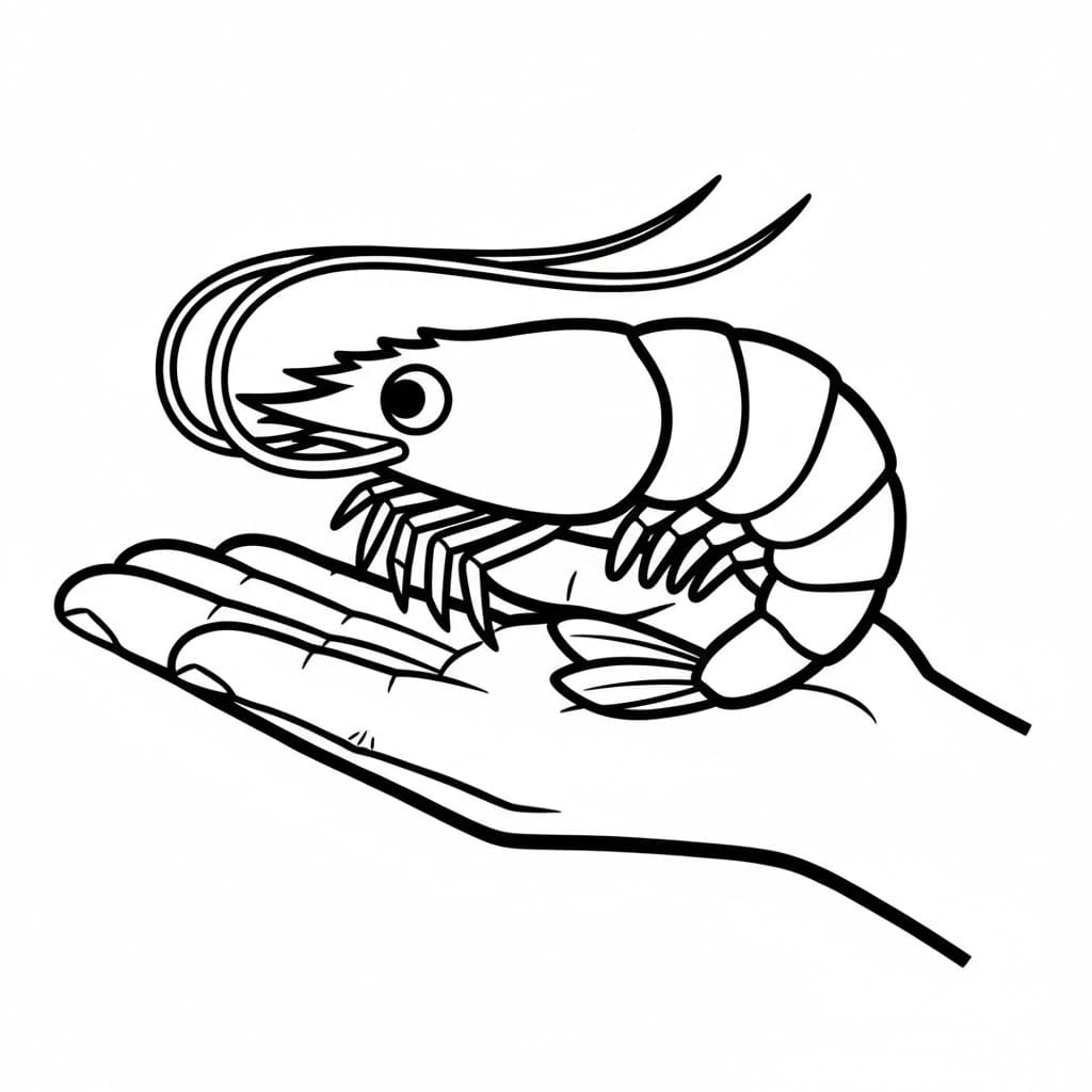Il gambero in mano da colorare