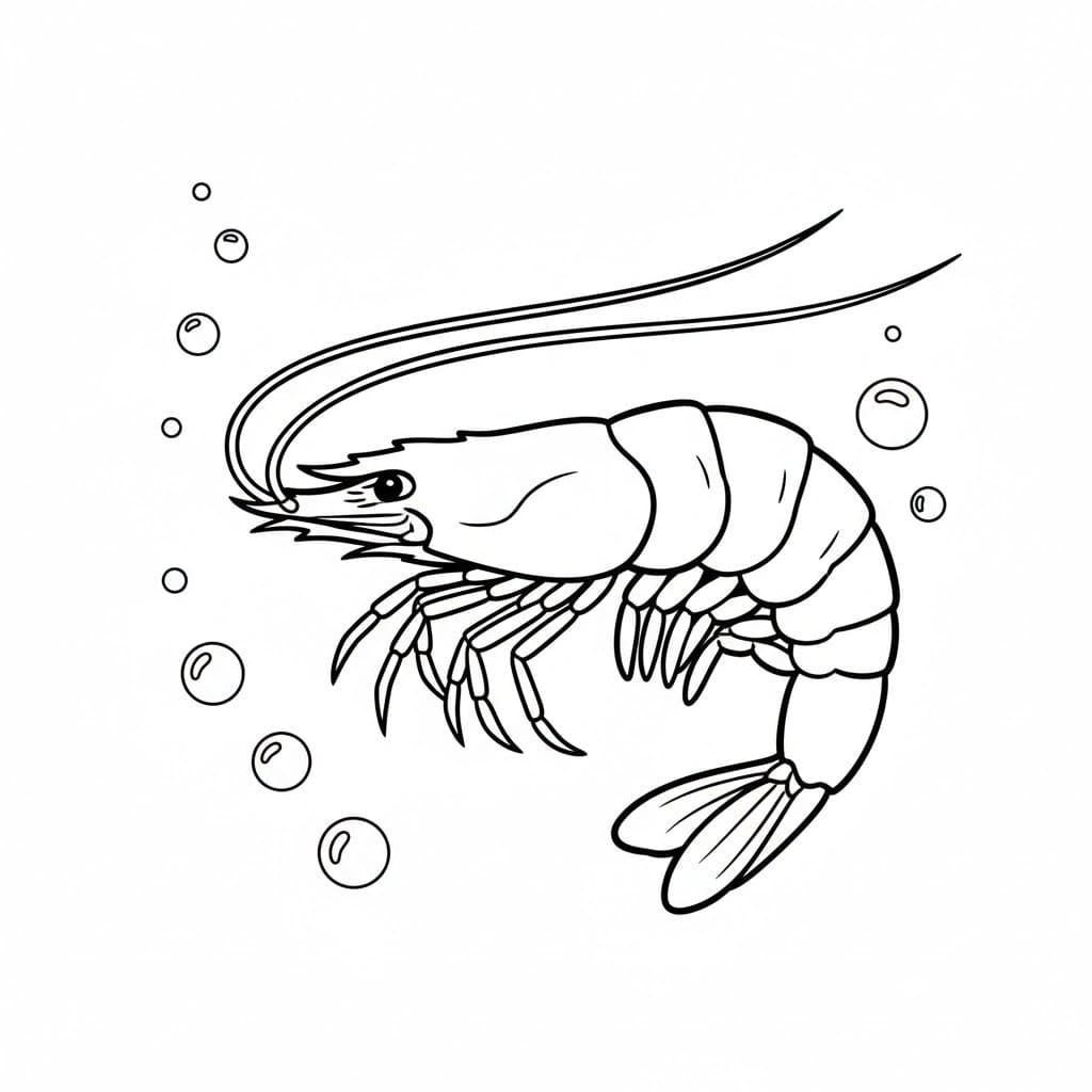 Il gambero sta nuotando da colorare