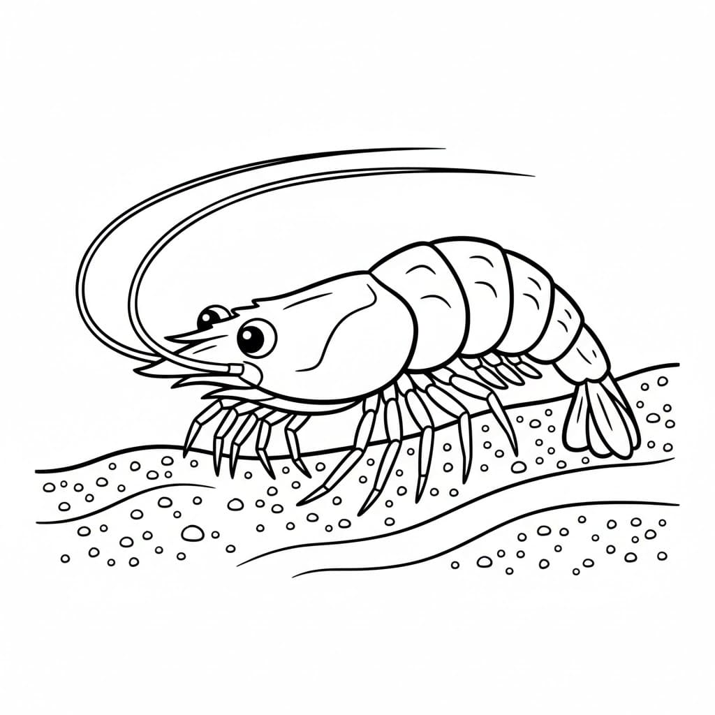 Il gambero striscia sulla sabbia da colorare