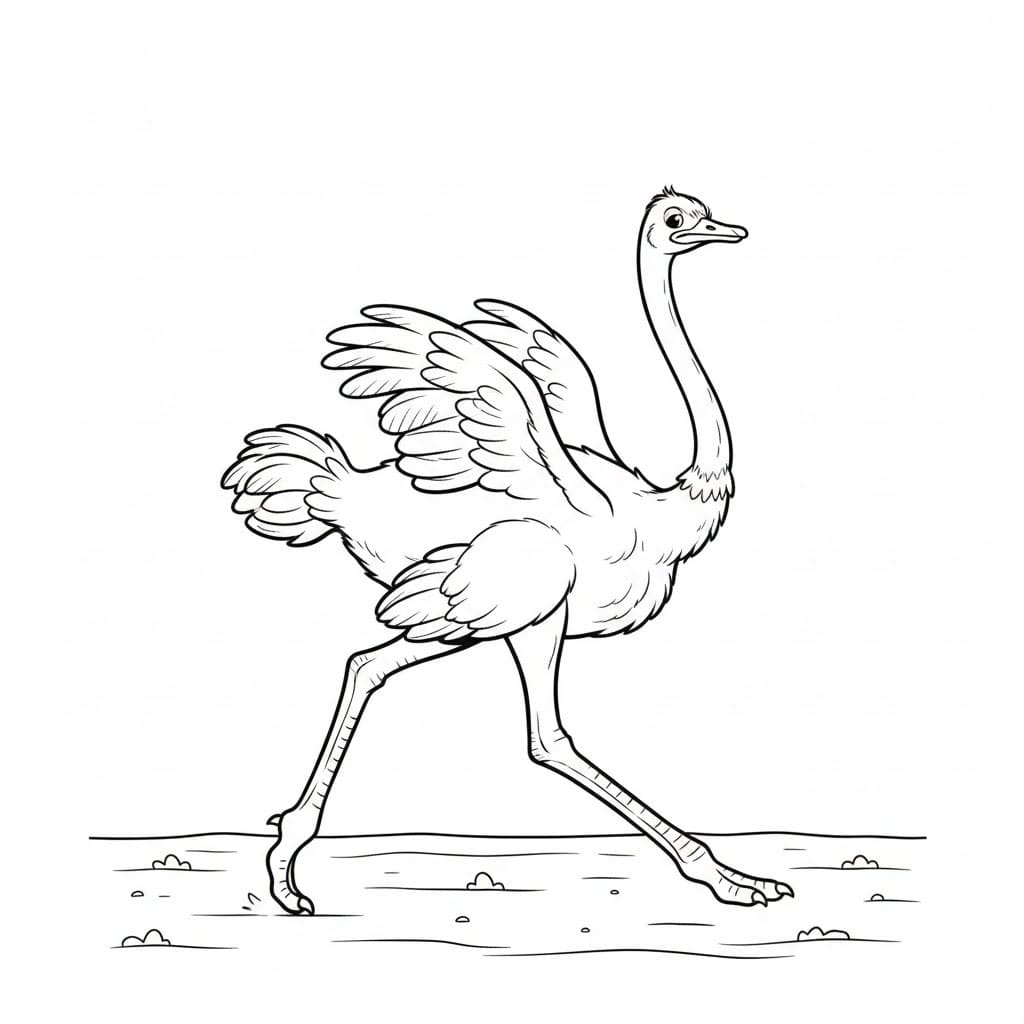Il lungo passo dello struzzo da colorare