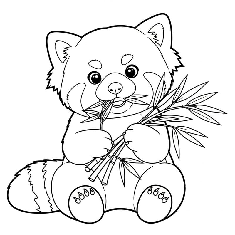 Il panda rosso mangia da colorare