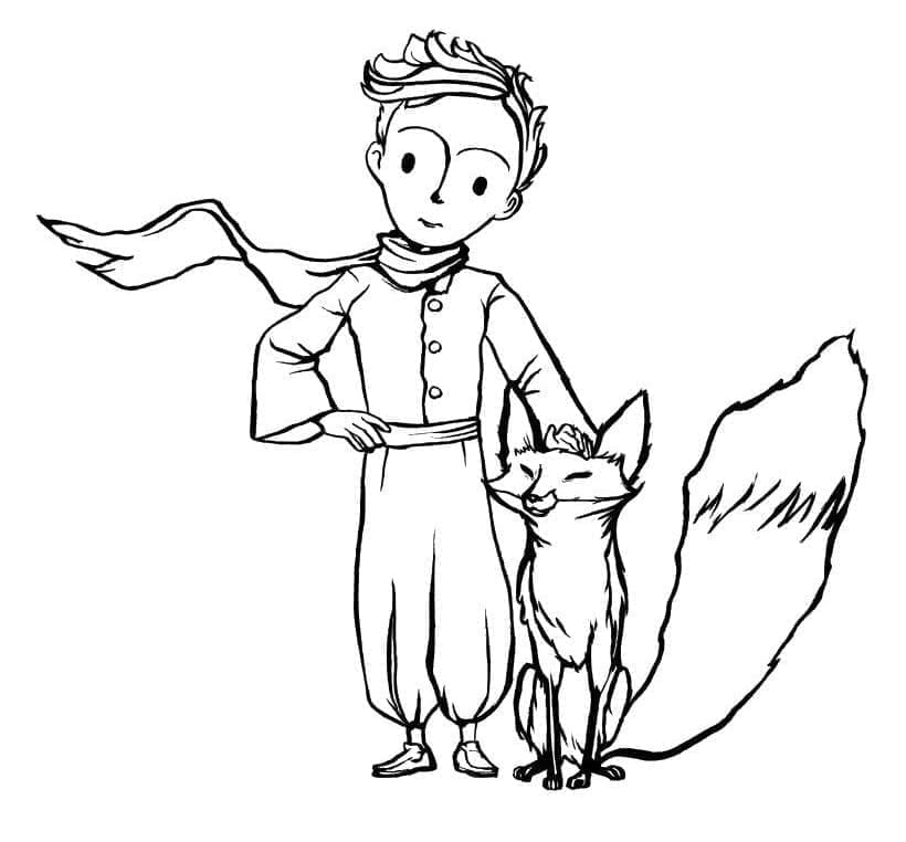 Il piccolo principe e la volpe da colorare