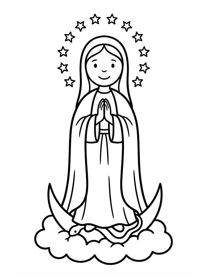Immacolata Concezione con dodici stelle intorno da colorare