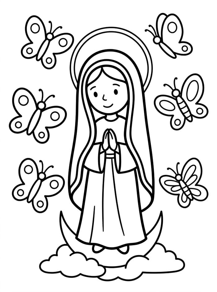 Immacolata Concezione con farfalle da colorare