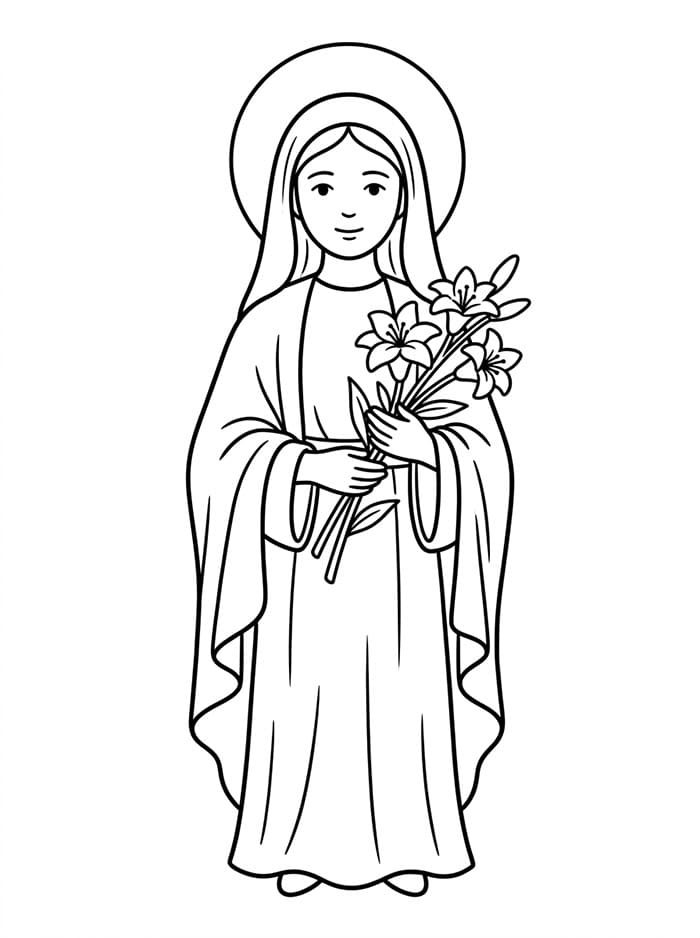 Immacolata Concezione con gigli bianchi da colorare
