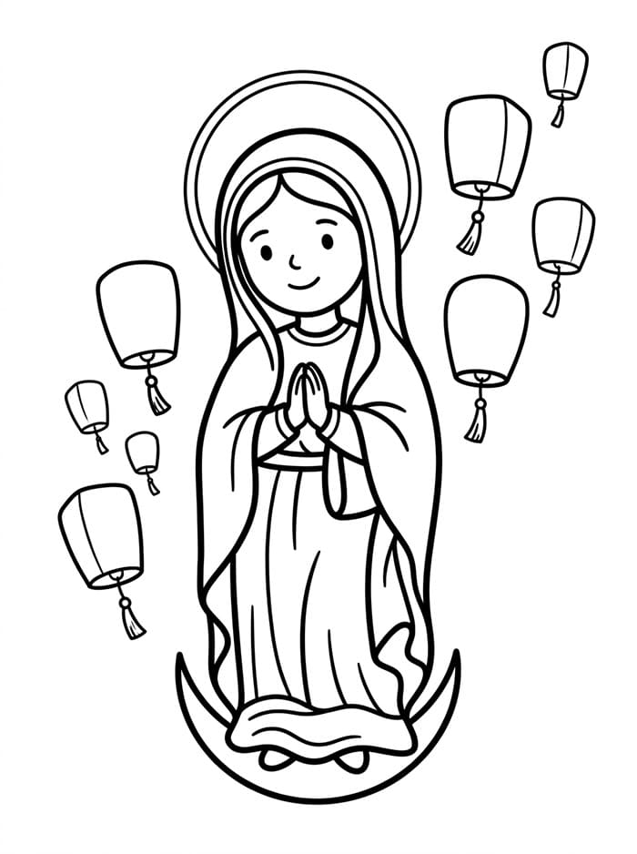 Immacolata Concezione con lanterne galleggianti da colorare