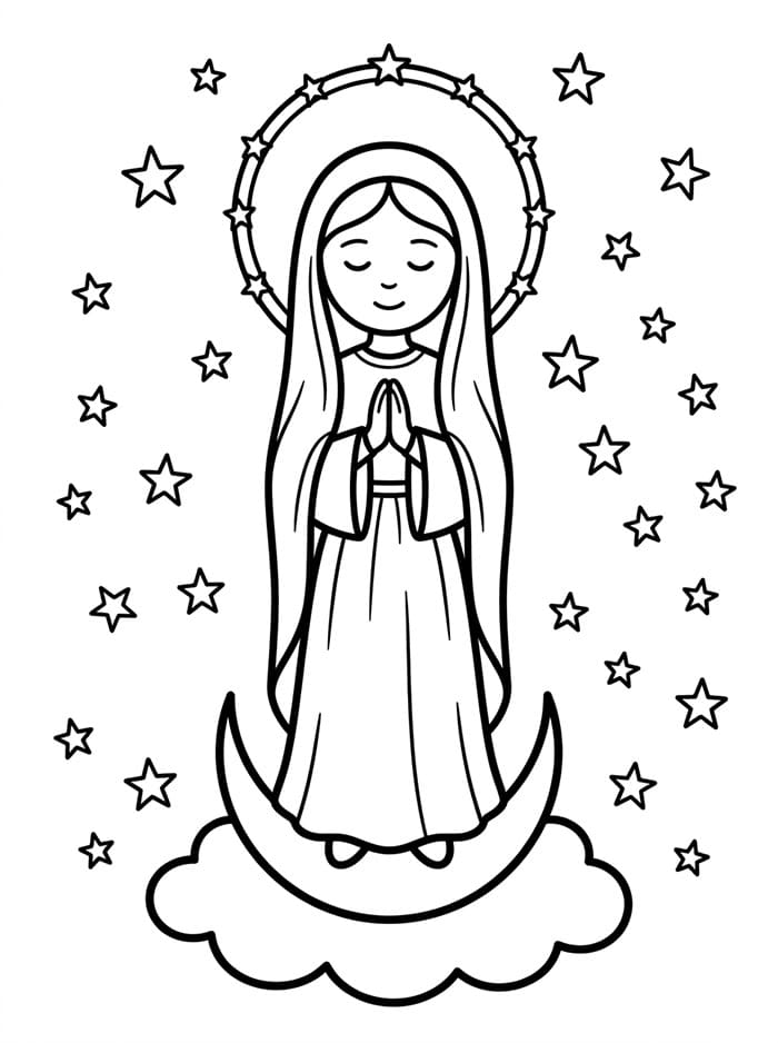Immacolata Concezione con stelle scintillanti da colorare