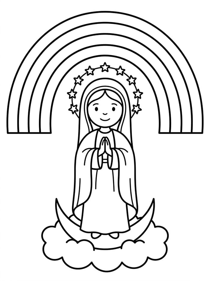 Immacolata Concezione con un arcobaleno da colorare