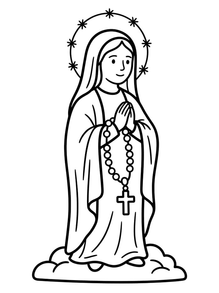 Immacolata Concezione con un rosario da colorare