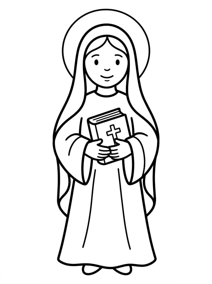 Immacolata Concezione con una Bibbia da colorare