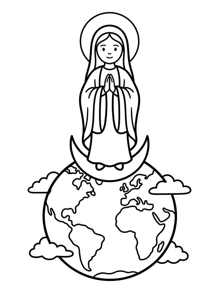 Immacolata Concezione sopra la Terra da colorare