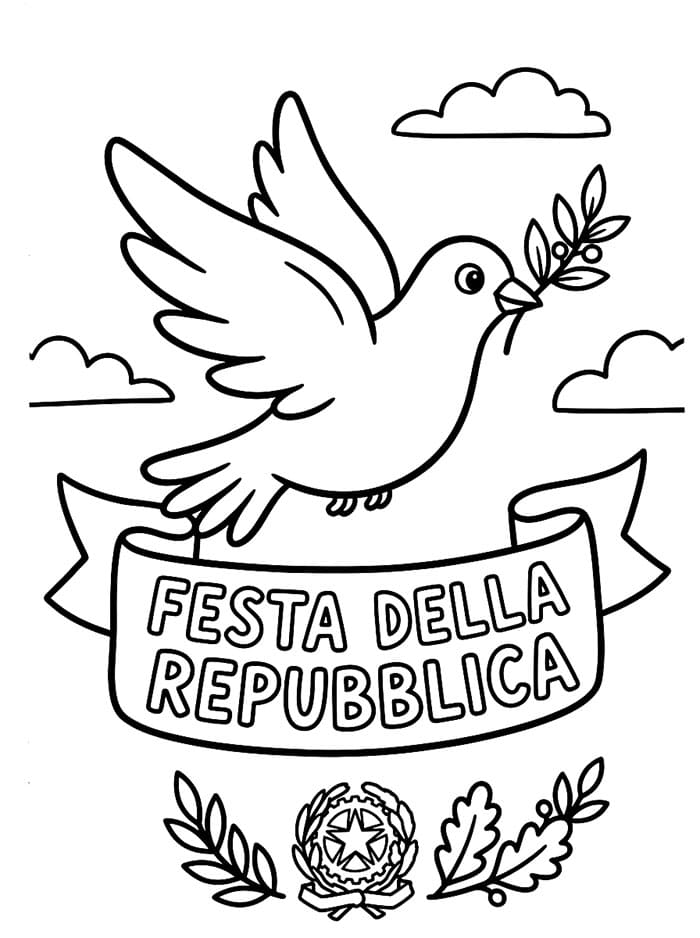 Immagine Festa della Repubblica Colomba della Pace da colorare