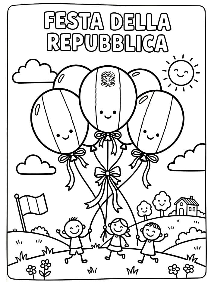Immagine Palloncini Festa della Repubblica da colorare