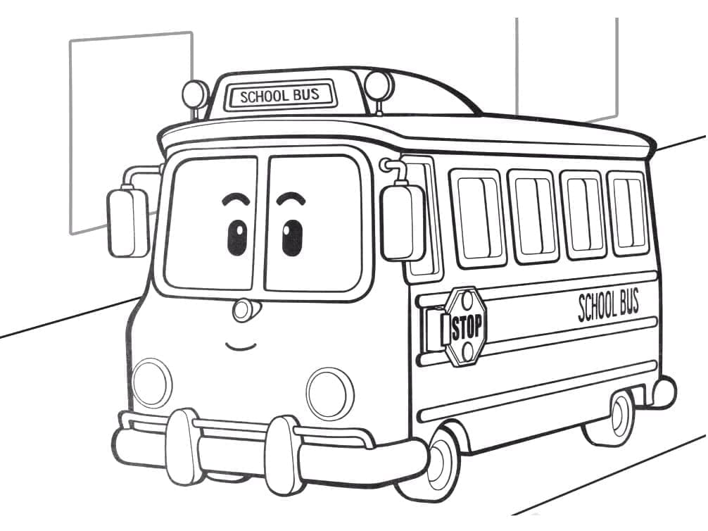 Immagine Scuola B di Robocar Poli da colorare