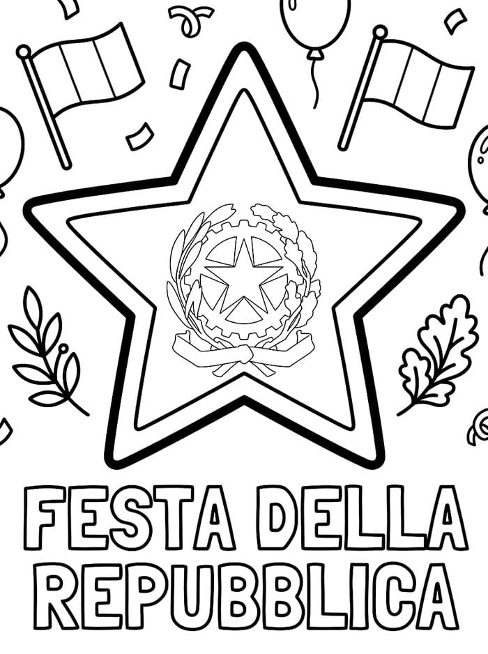 Immagine della Festa della Repubblica Star da colorare