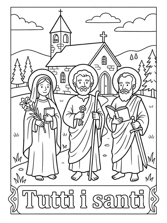 Immagine della Sacra Famiglia per Tutti i santi da colorare