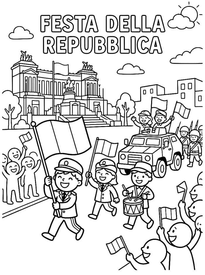 Immagine della sfilata della Festa della Repubblica da colorare