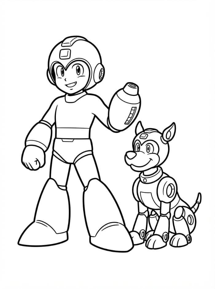 Immagine di Mega Man e Rush da colorare