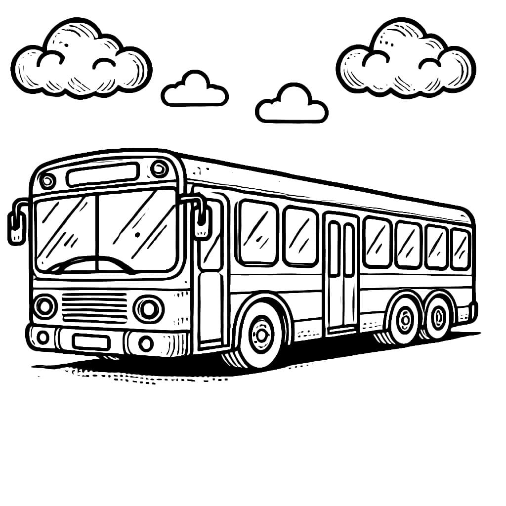 Immagine di ScuolaBus con nuvole da colorare