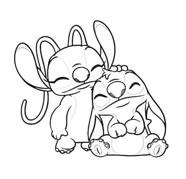 Immagine di Stitch e Angel da colorare