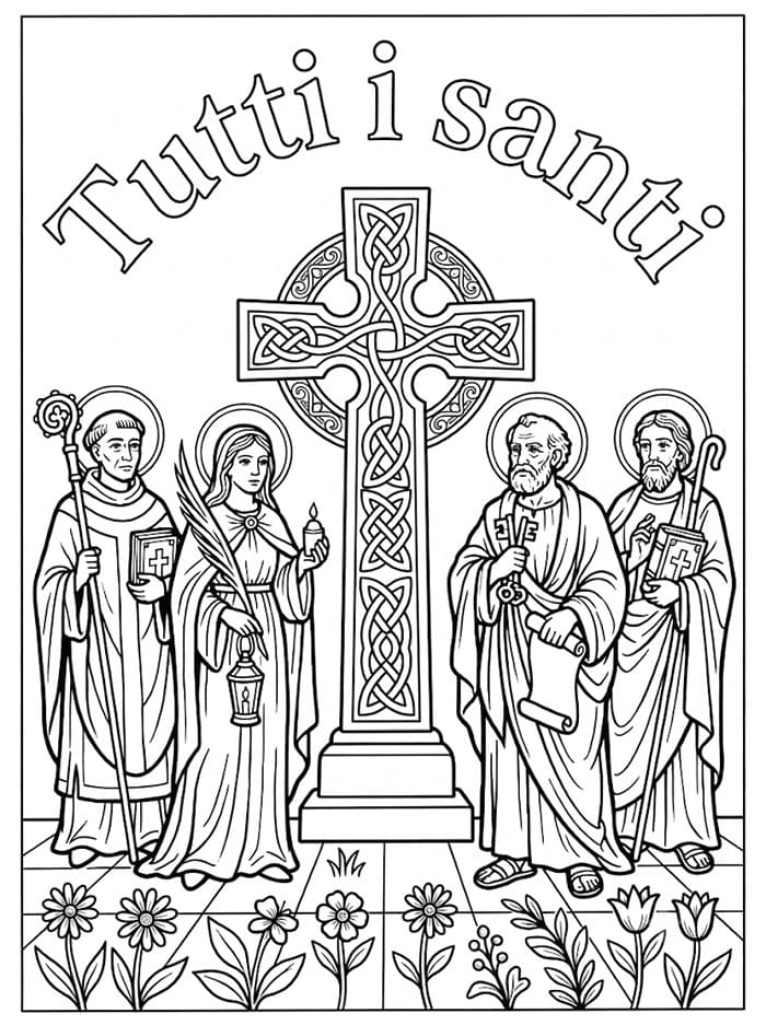 Immagine di Tutti i santi alla croce da colorare