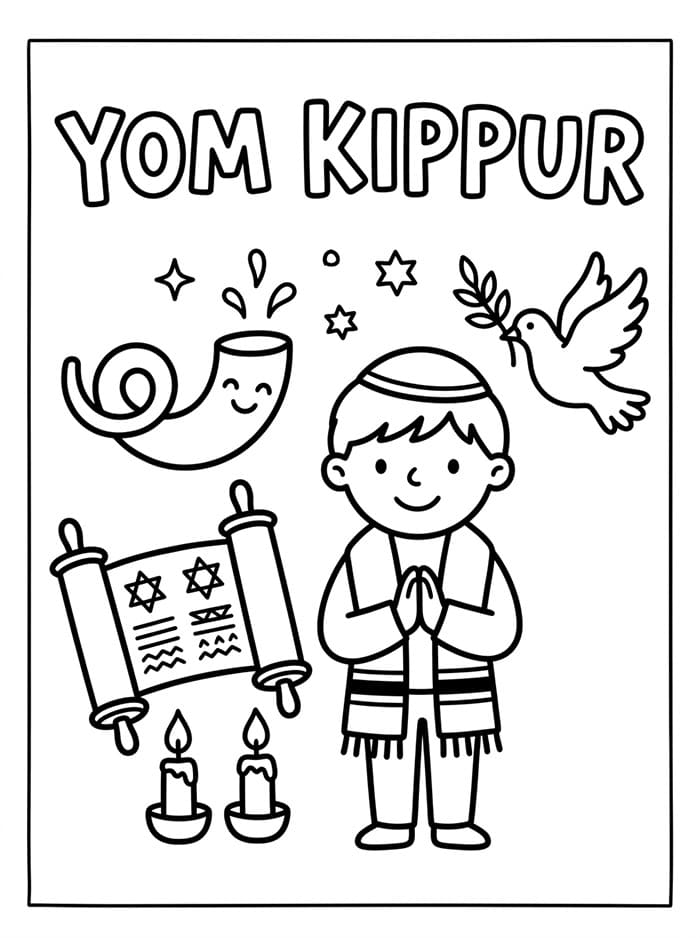 Immagine di Yom Kippur facile da colorare