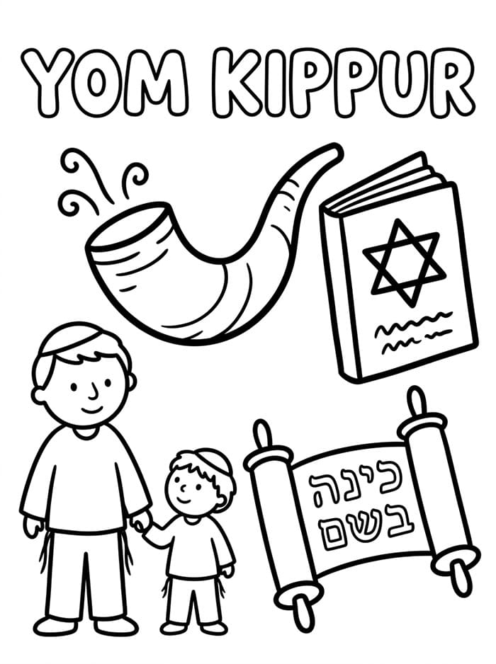 Immagine di Yom Kippur per bambini da colorare