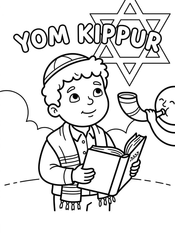 Immagine di Yom Kippur stampabile da colorare