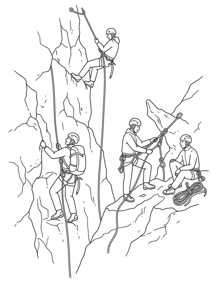 Immagine di allenamento alpinistico da colorare