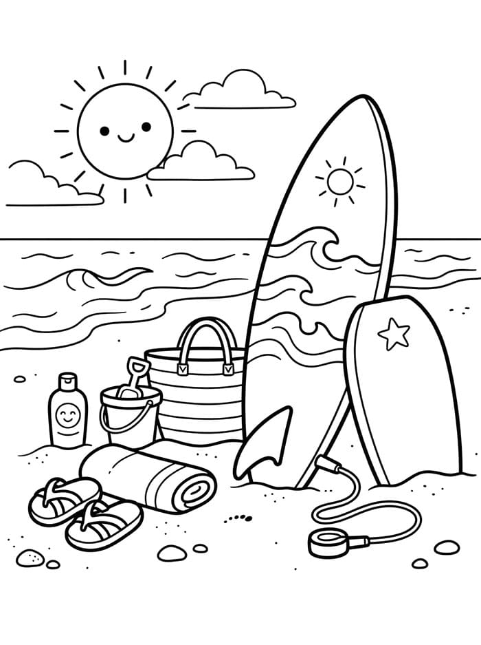 Immagine di attrezzatura da surf da colorare