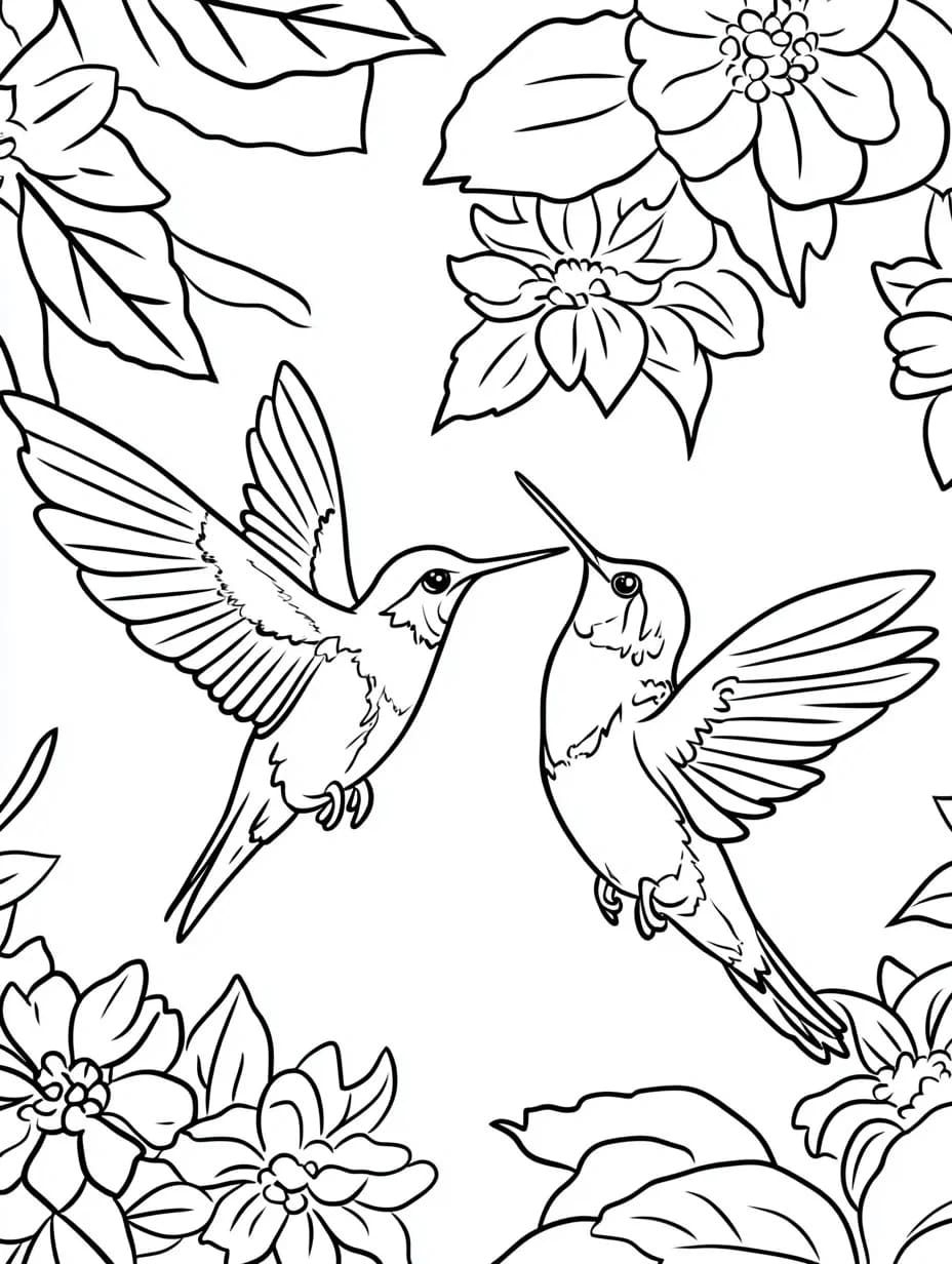 Immagine di due colibrì da colorare Immagine di due colibrì da colorare