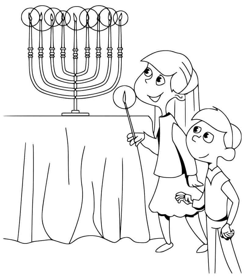 Immagine di felice Hanukkah da colorare