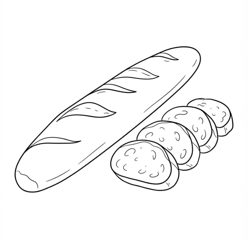 Immagine di pane e fette da colorare