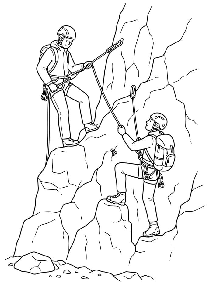 Immagine di pratica alpinistica da colorare
