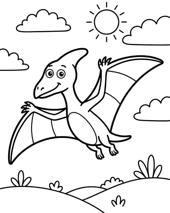 Immagine di pterodattilo facile da colorare