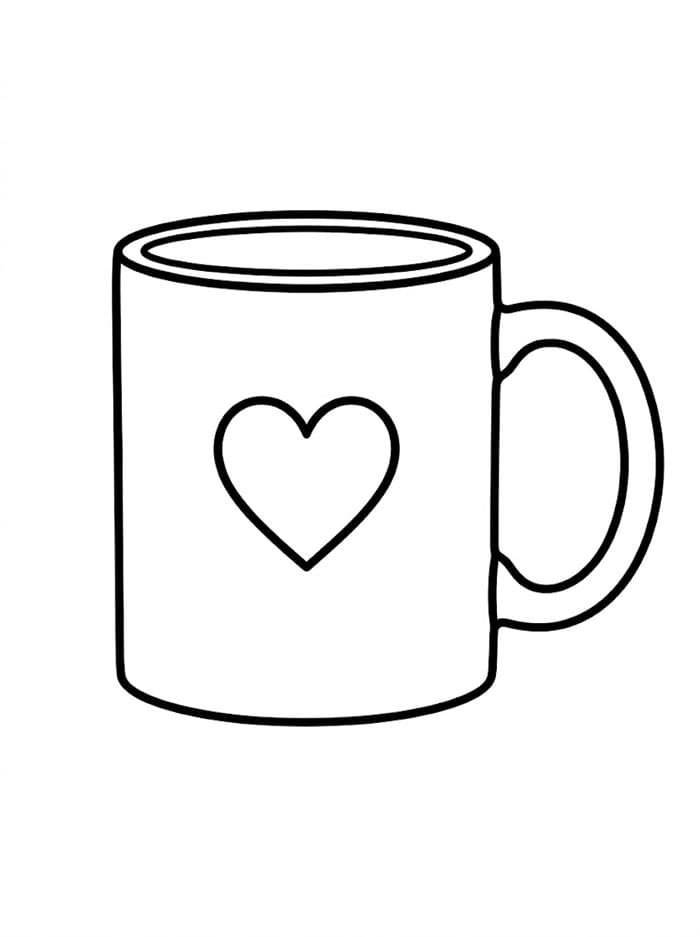 Immagine di tazza a cuore da colorare