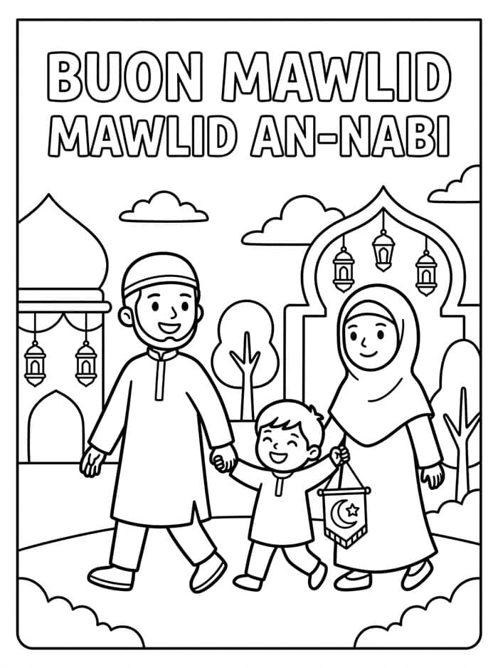 Immagine gratuita di Mawlid da colorare