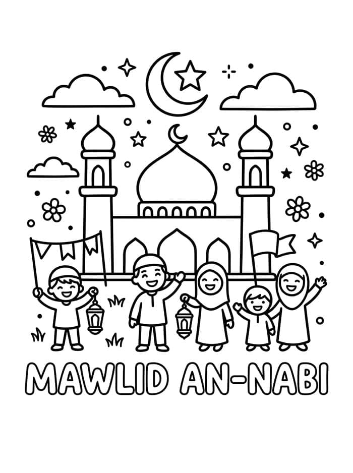 Immagine semplice di Mawlid da colorare