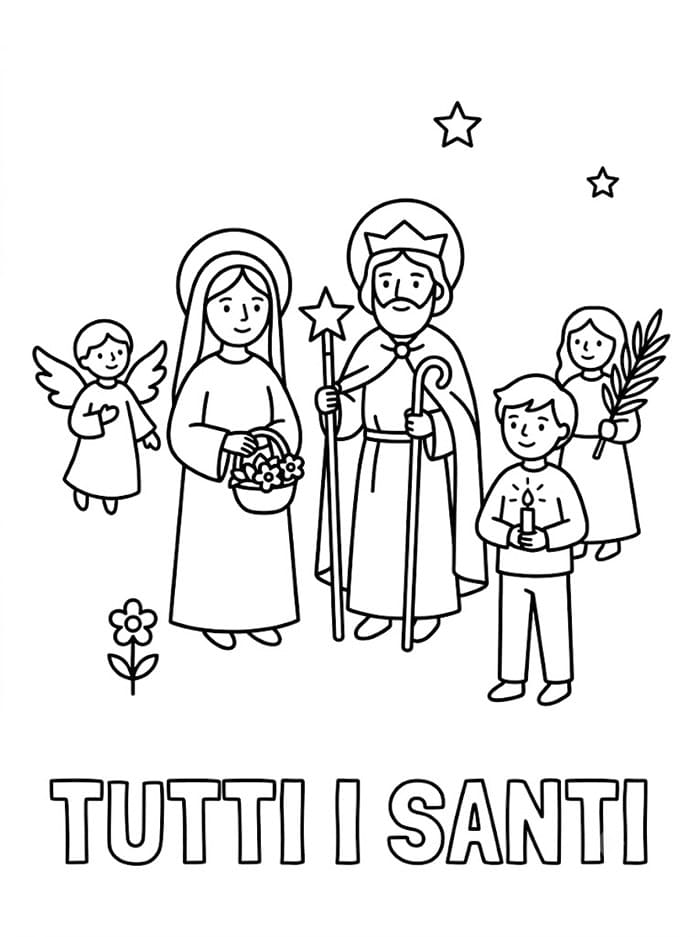 Immagine semplice di Tutti i santi da colorare