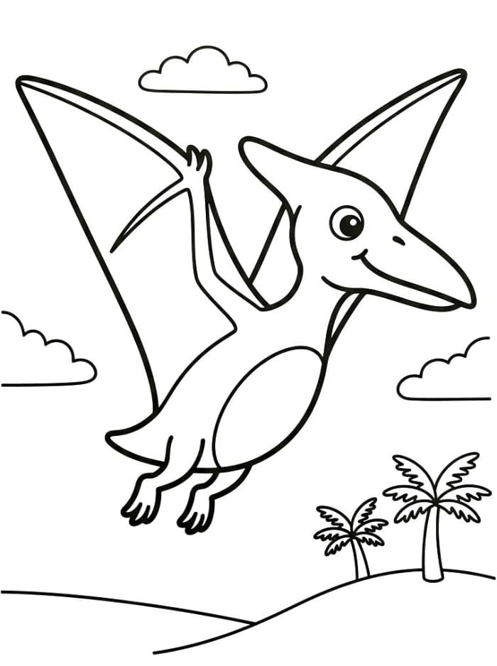 Immagine semplice di pterodattilo da colorare